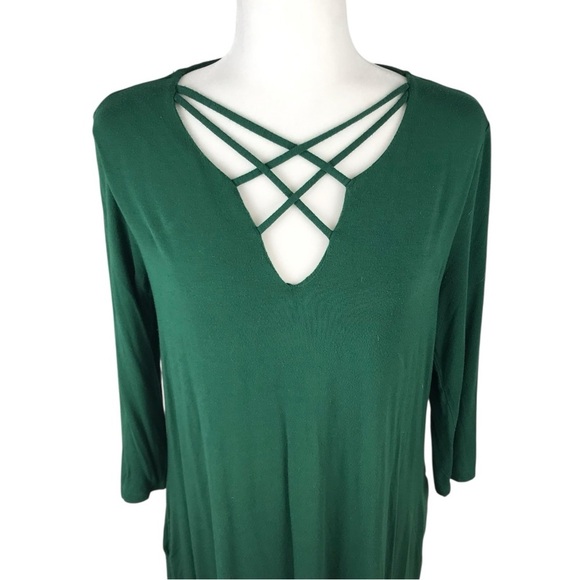 Nine Britton Green Lace-Up Front Dress Size M - Picture 2 of 5